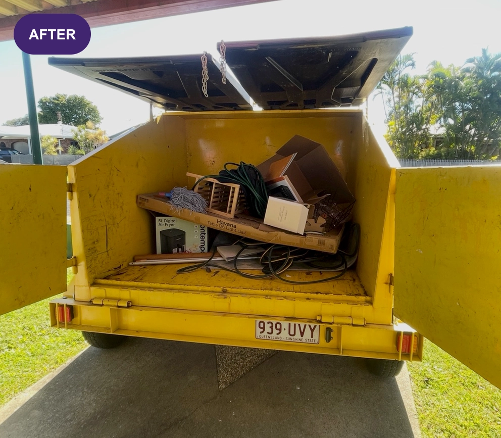 Household rubbish loaded into a Flexi Tow skip