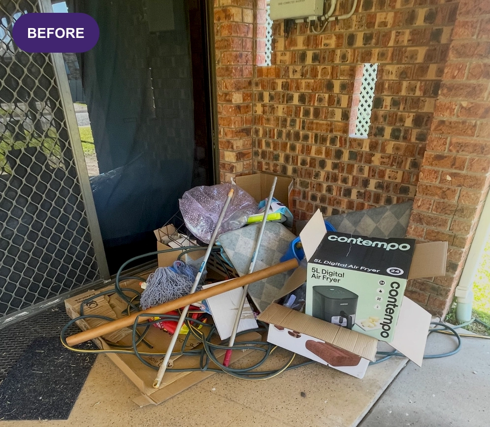 Household rubbish before loading into a skip