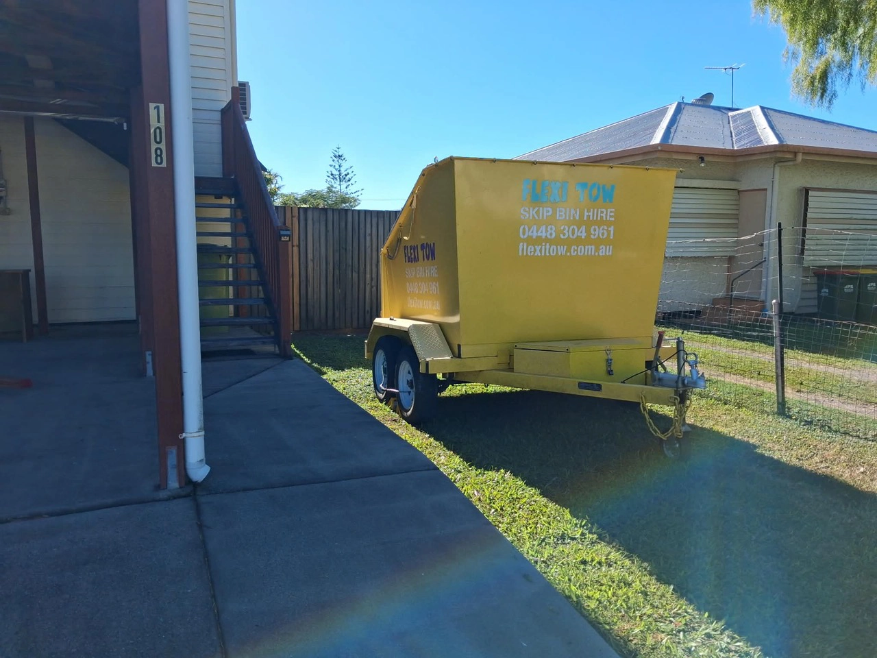Flexi Tow skip at a modern home